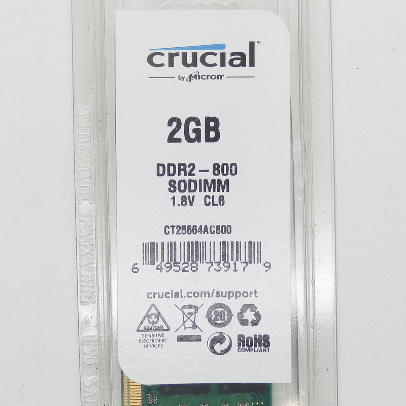 Crucial 2GB 200-Pin CL6 Dual Rank Unbuffered Memory Module CT25664AC800