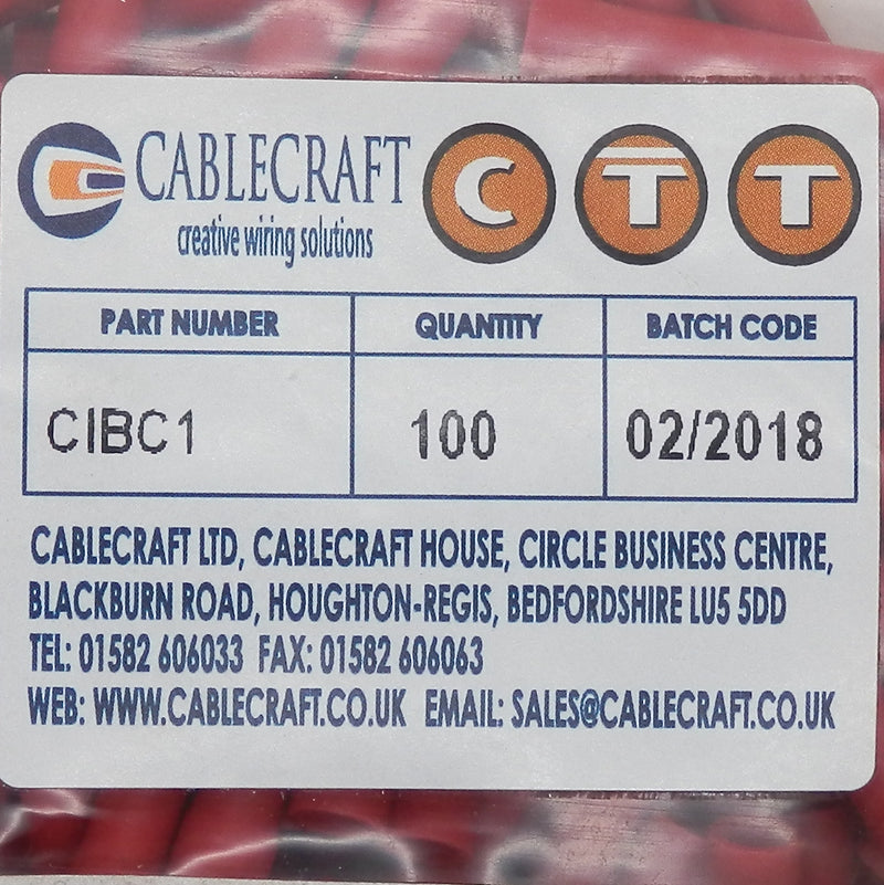 CableCraft Insulated Electro-Tin Plated Copper Connector 100 Pack CIBC1