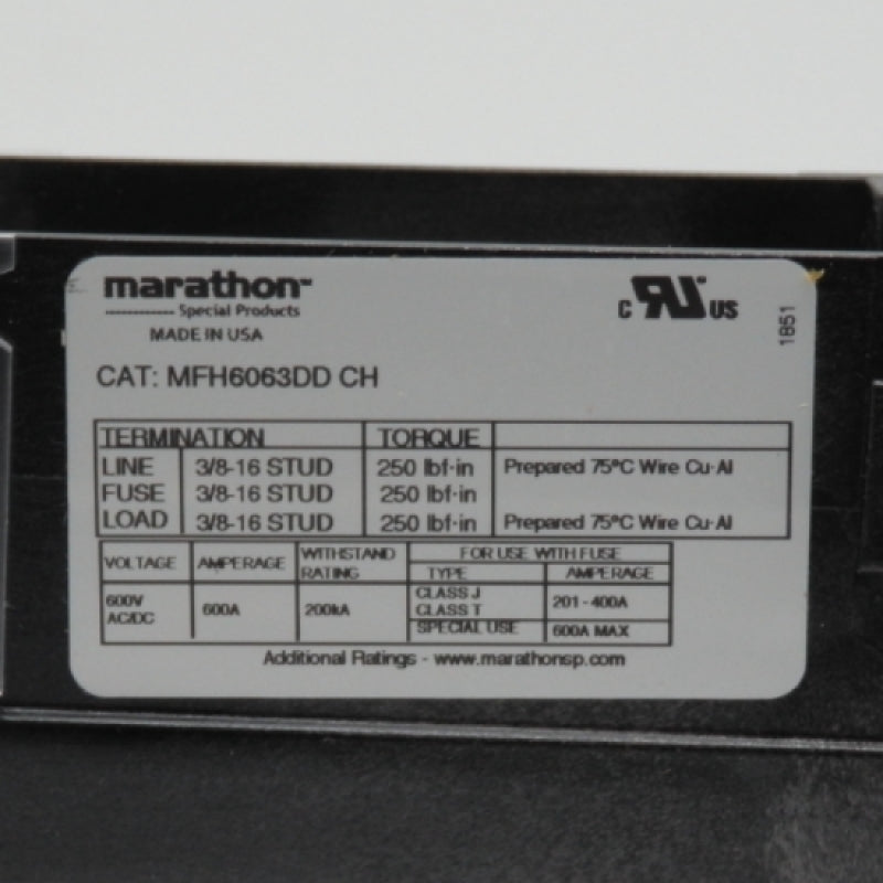 Marathon Special Products Modular CH Fuse Holder With Cover MFH6063DD