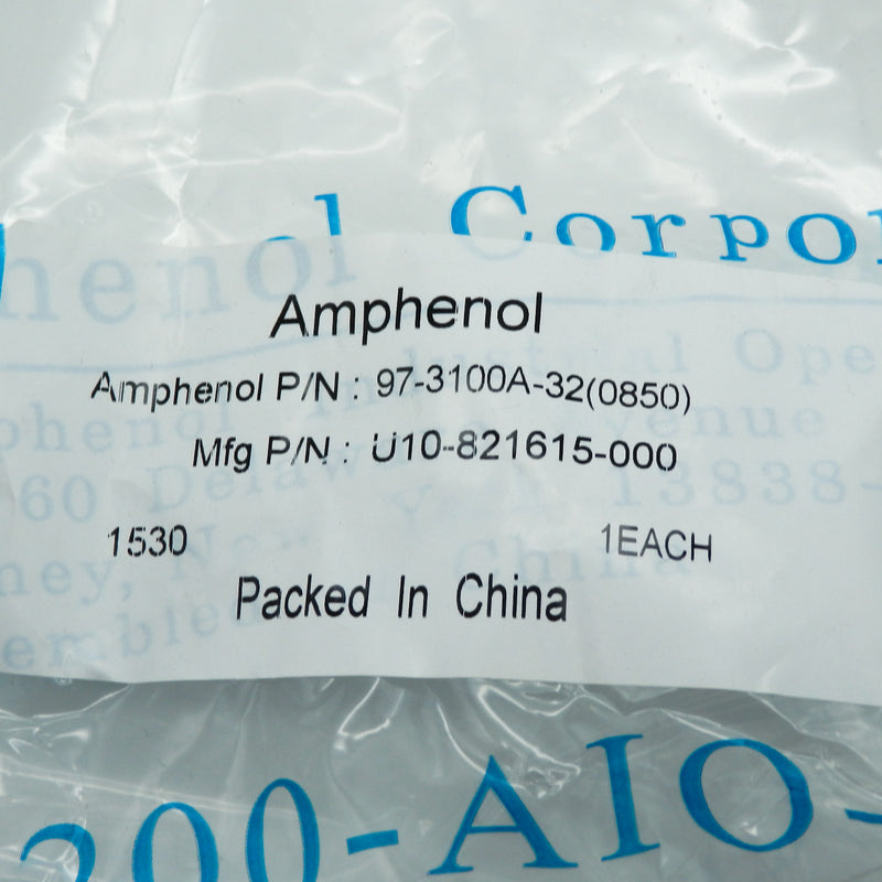 Amphenol Industrial Solid Blackshell 32-55C Wall Receptacle Socket 97-3100A-32(0850)