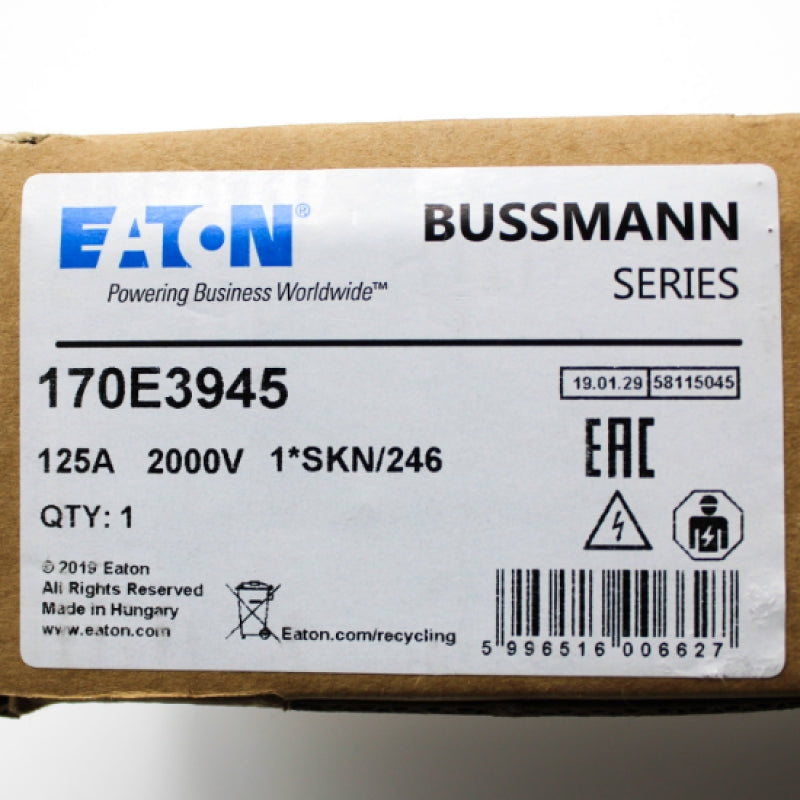 Eaton Bussmann Series 125A 2000V 1*SKN/246 Square Body Fuse 170E3945