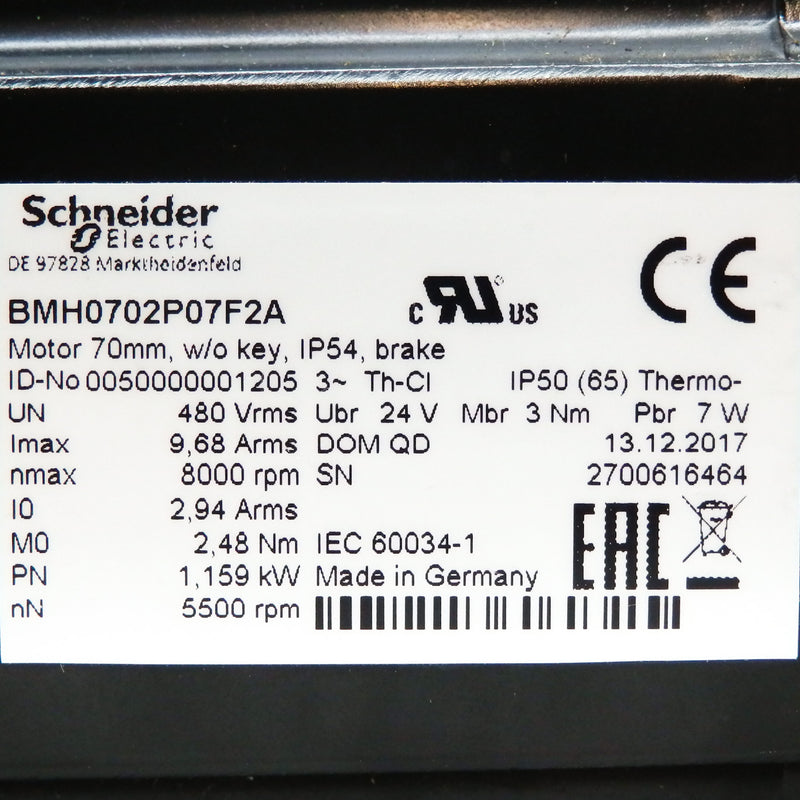 Schneider Electric IP54 Servo Motor BMH0702P07F2A