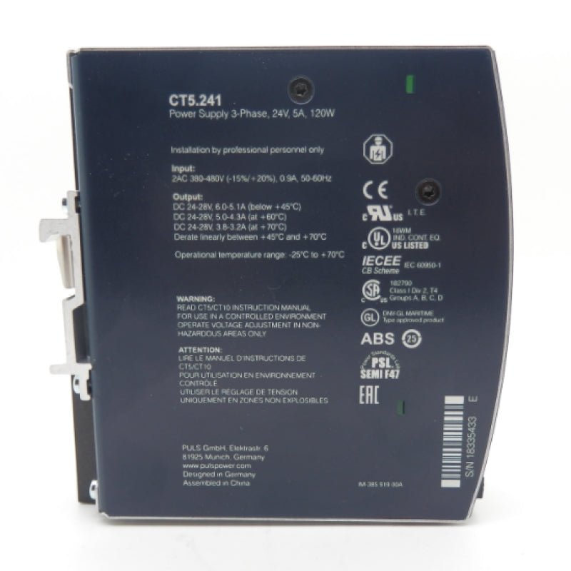 Puls CT-Series 5A 120W 24V 3-Phase Power Supply CT5.241