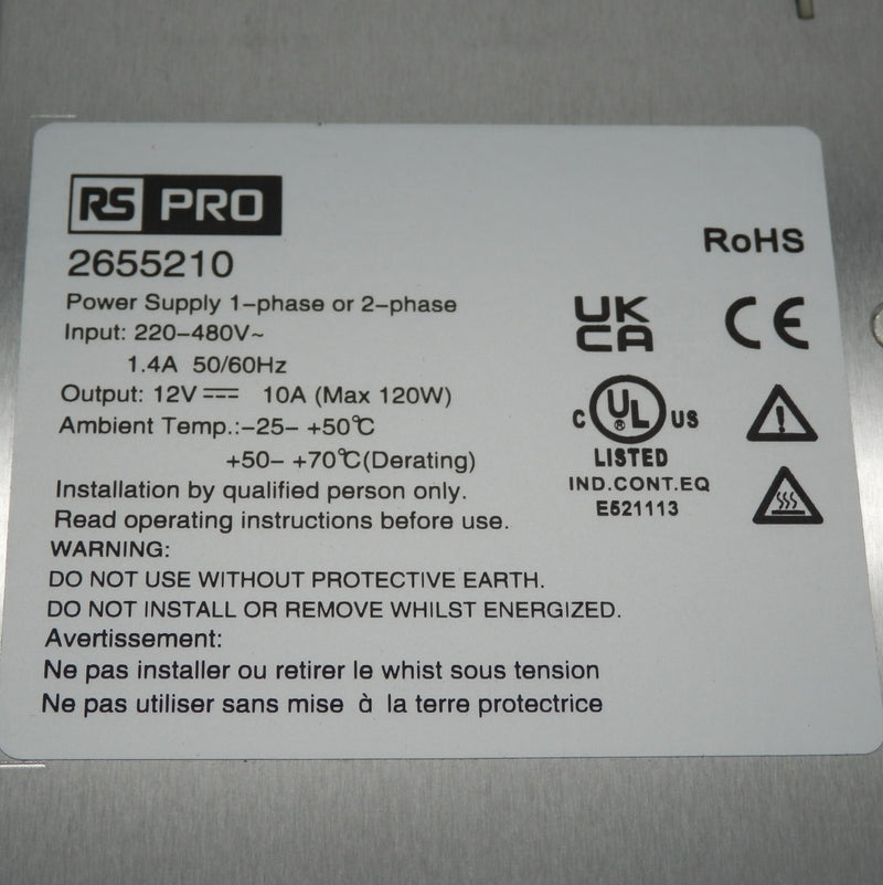 RS Pro 2655210 DIN Rail Power Supply