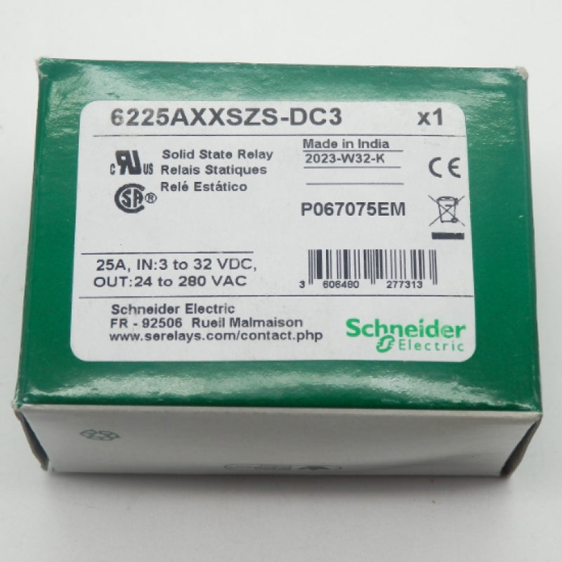 Schneider Electric 6225AXXSZS-DC3 25A SPST-NO Solid State Relay