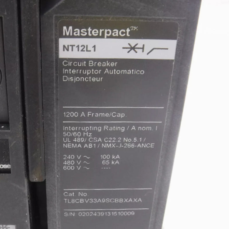 Square D TL8CBV33A9SCBBXAXA 1200A 3 Pole 600V Circuit Breaker Switch