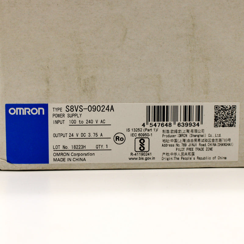 Omron S8VS-09024A 24V 3.75A Enclosed Industrial AC-DC Power Supply