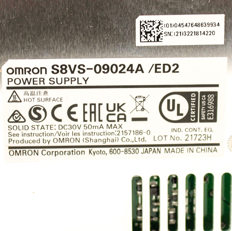 Omron S8VS-09024A 24V 3.75A Enclosed Industrial AC-DC Power Supply