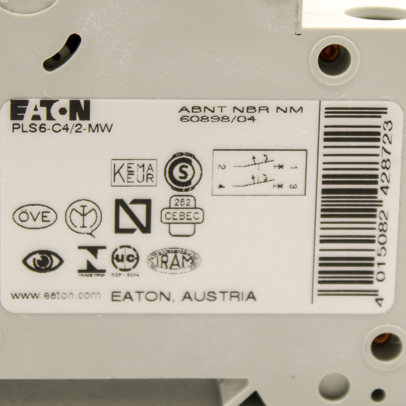 Eaton PLS6-C4/2-MW 2 Pole 4A Miniature Circuit Breaker