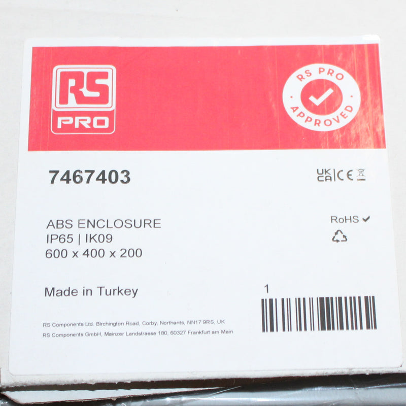 RS Pro 7467403 IP65 ABS Grey 600x400x200mm Wall Box