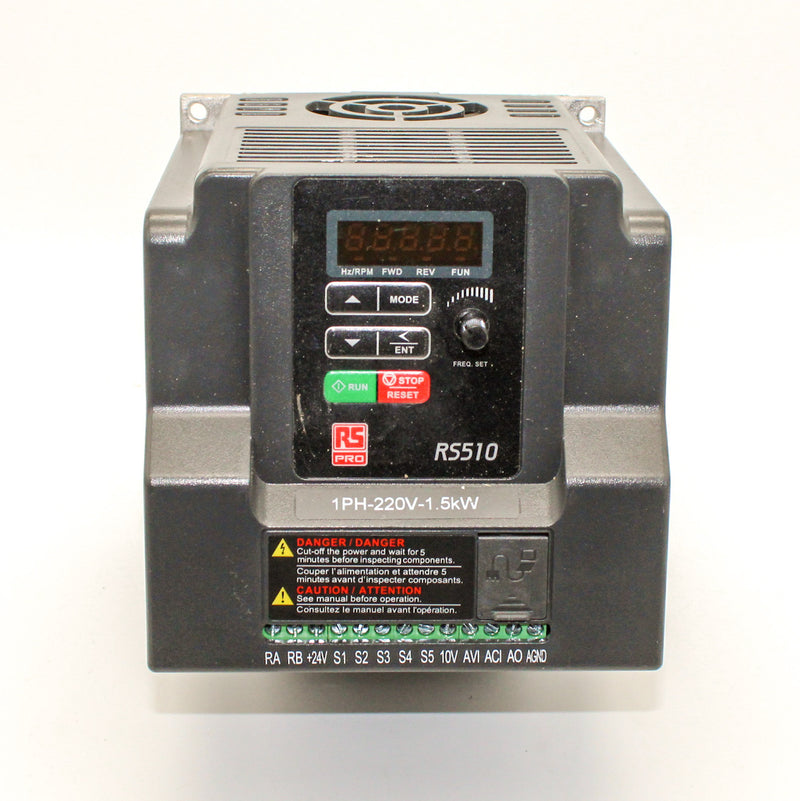 RS Pro 1223413 1 Phase 1.5kW 230VAC 15.5A DIN Rail Mount Inverter Drive