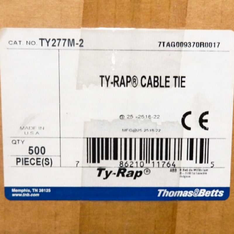 500 Pack Thomas & Betts TY277M-2 Red Nylon 6.6 24.3"L High Performance Cable Tie