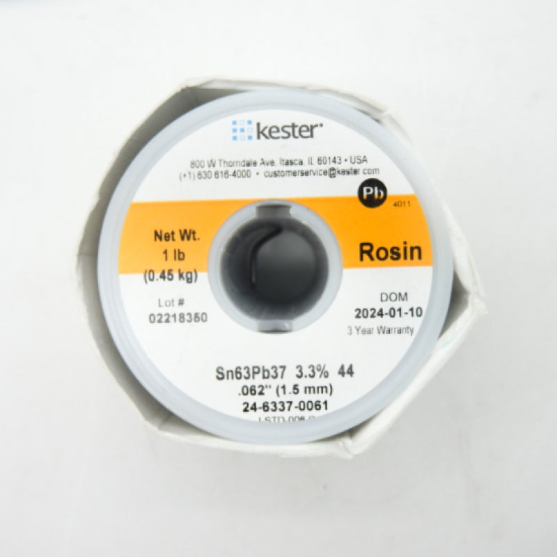 Kester Solder 24-6337-0061 Sn63Pb37 OD 0.062" Solder Wire