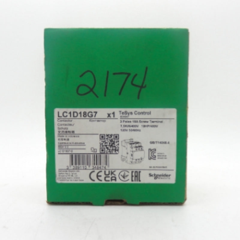 Schneider Electric LC1D18G7 3P 18A Motor Control DIN Rail Contactor