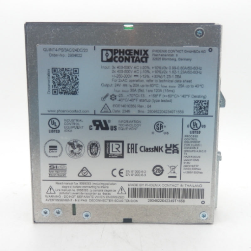 Phoenix Contact 2904622 QUINT4-PS/3AC/24DC/20 20A 480W Single-Phase Power Supply