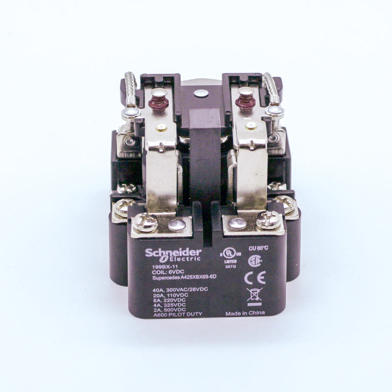 Schneider Electric 199BX-11 DPDT 40A 6VDC Magnetic Blowout Power Relay