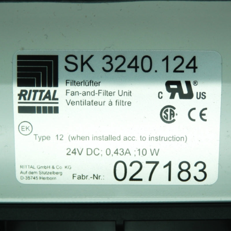 Rittal 3240124 24V 10W 0.07A TopTherm Fan and Filter Unit