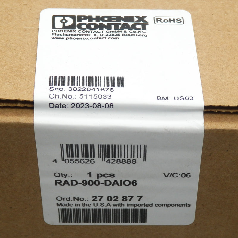 Phoenix Contact 2702877 Wireless I/O Communication Module RAD-900-DAIO6