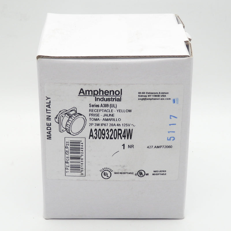 Amphenol A309320R4W 2P+E / 3W - 20A 125V Amphe-309 Receptacle Connector