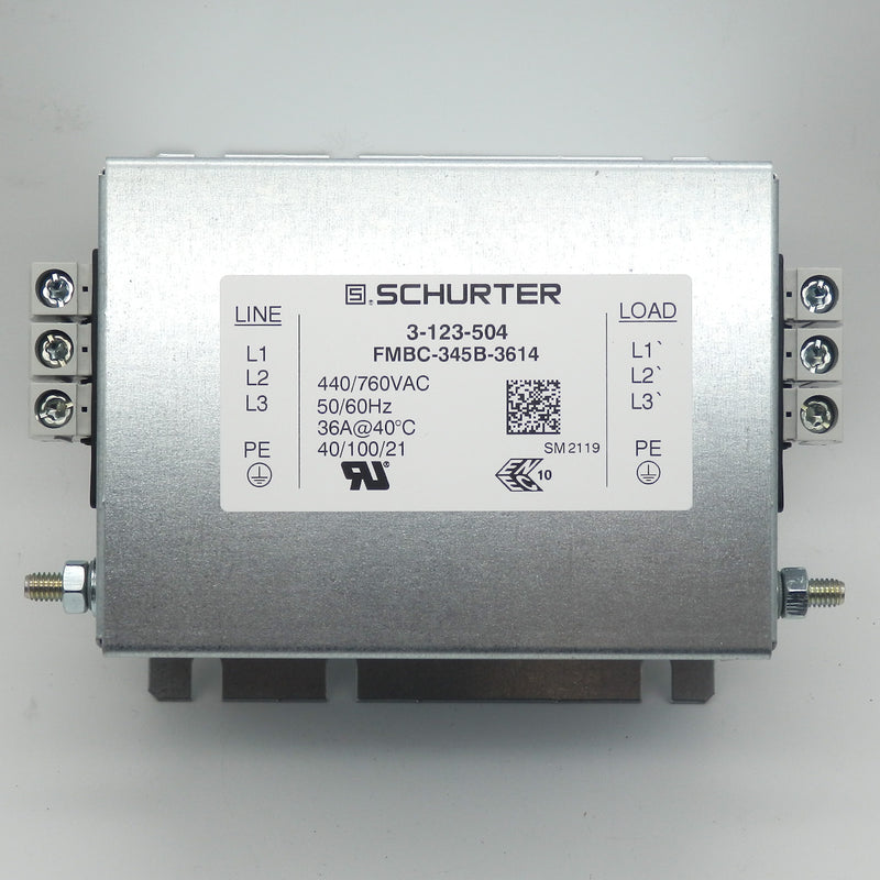 Schurter 3-123-504 3PH 2ST 36A 760VAC LL EMC Filter