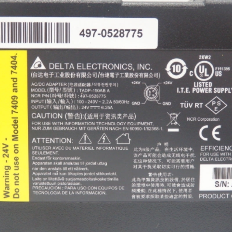NCR 497-0528775 Delta Electronics TADP-150AB A 150W 24V 6.25A Power Supply