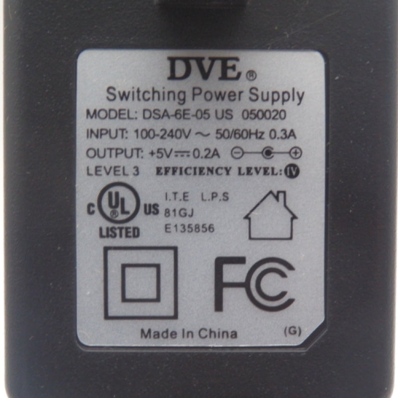 DVE DSA-6E-05 5V 0.2A Switching Power Supply