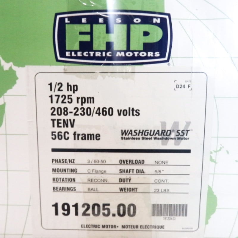 Leeson 191205.00 C6T17NC329A 1/2HP 1740RPM AC Motor