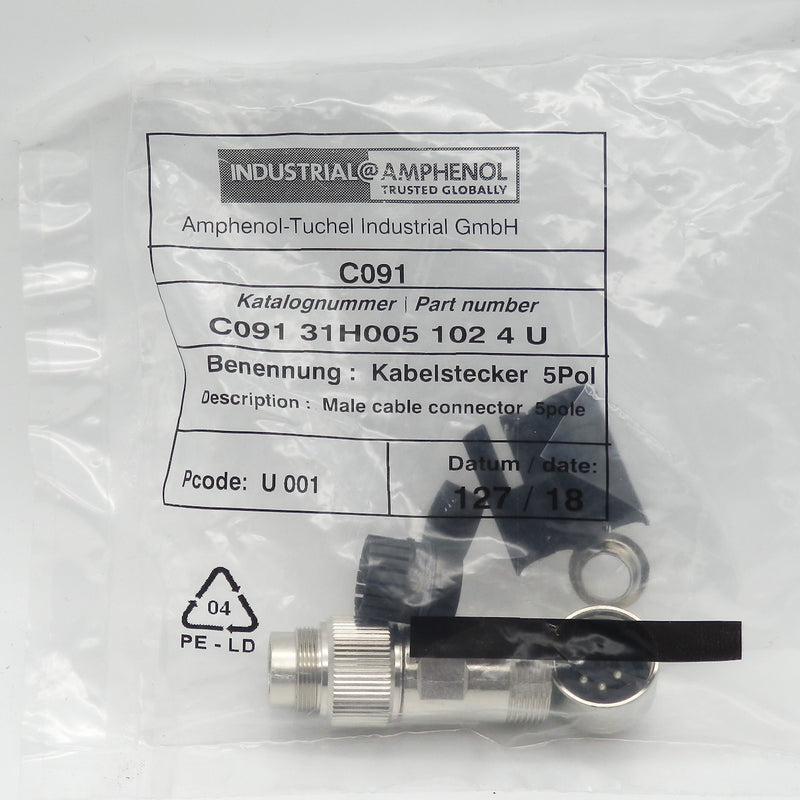 Amphenol C09131H0051024U 5-Position Circular DIN Connector Male