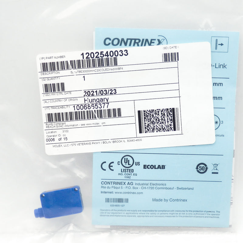 Molex 1204540033 C23 PVC 2m Contrinex Series Photoelectric Sensor