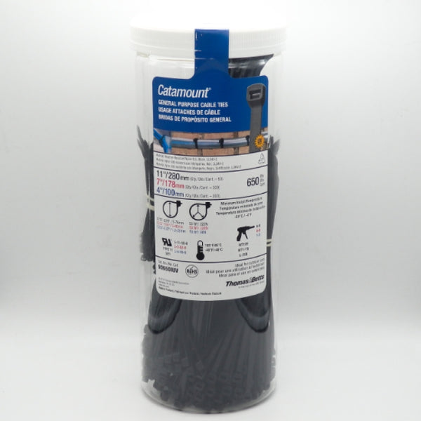 650 Pack of Thomas & Betts Catamount 90650IUV 11" 7" 4" Cable Tie Assortment