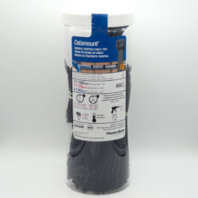 650 Pack of Thomas & Betts Catamount 90650IUV 11" 7" 4" Cable Tie Assortment