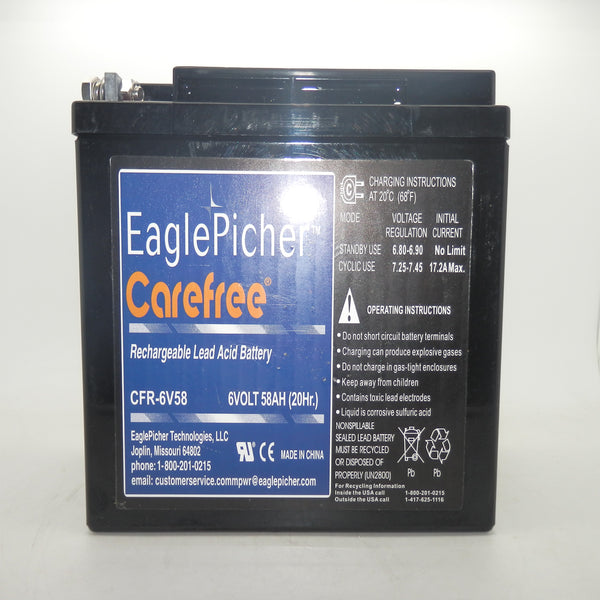 Eagle Pitcher CFR-6V58 58Ah Rechargeable Lead Acid Battery