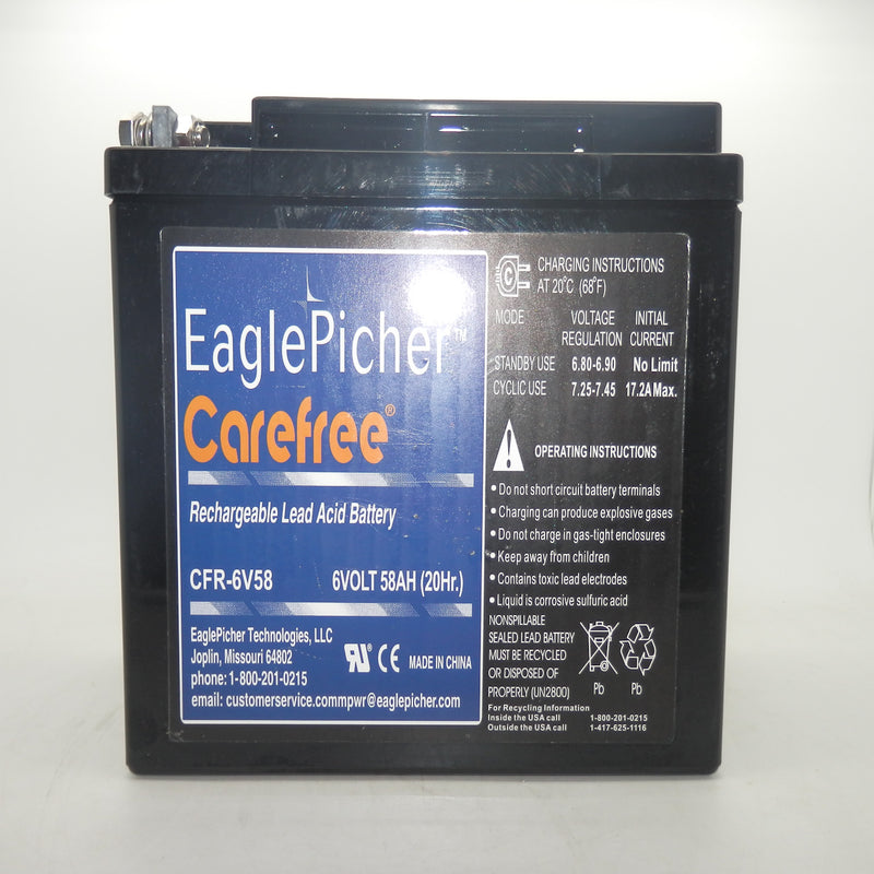 Eagle Pitcher CFR-6V58 58Ah Rechargeable Lead Acid Battery