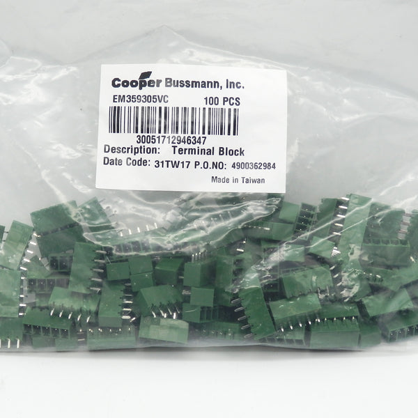 100 Pack of Eaton Bussmann EM359305VC 5-Position Terminal Block Headers