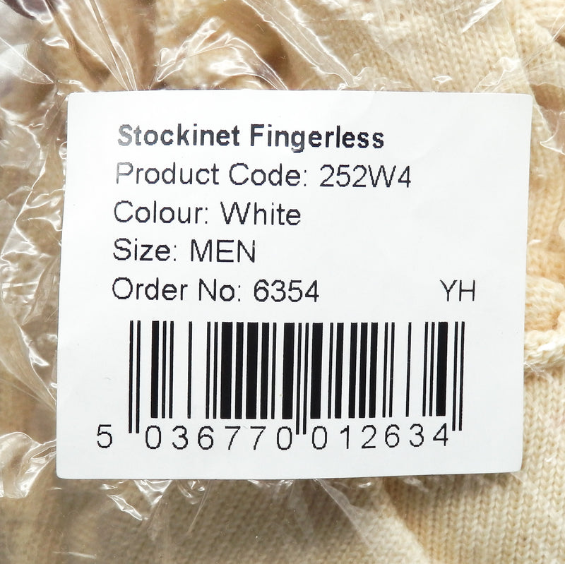 12 Pack of Supertouch 252W4 Stockinet Fingerless White Mens Gloves