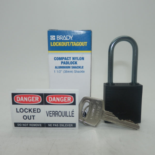 Brady 143150 Lockout/Tagout Series Black 1 1/2" Compact Nylon Padlock