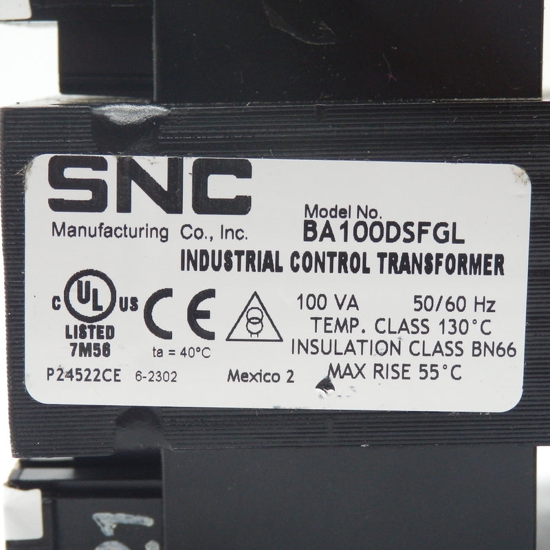 SNC BA100DSFGL 100VA 50/60Hz Industrial Control Transformer