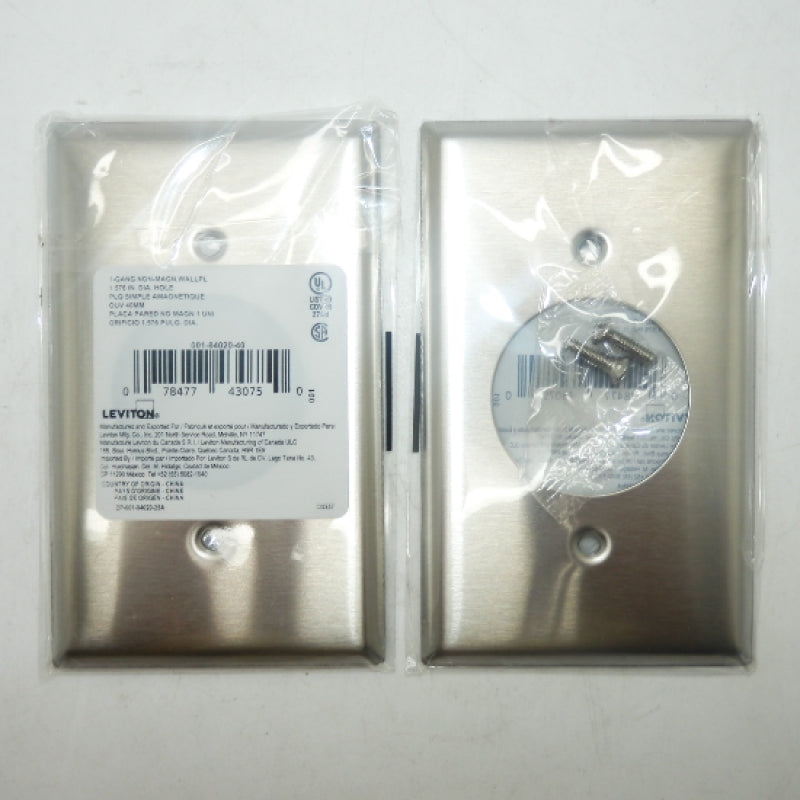 Pack of 2 Leviton 84020-40 1-Gang Locking 1.60 Inch Dia. Receptacle Wallplate