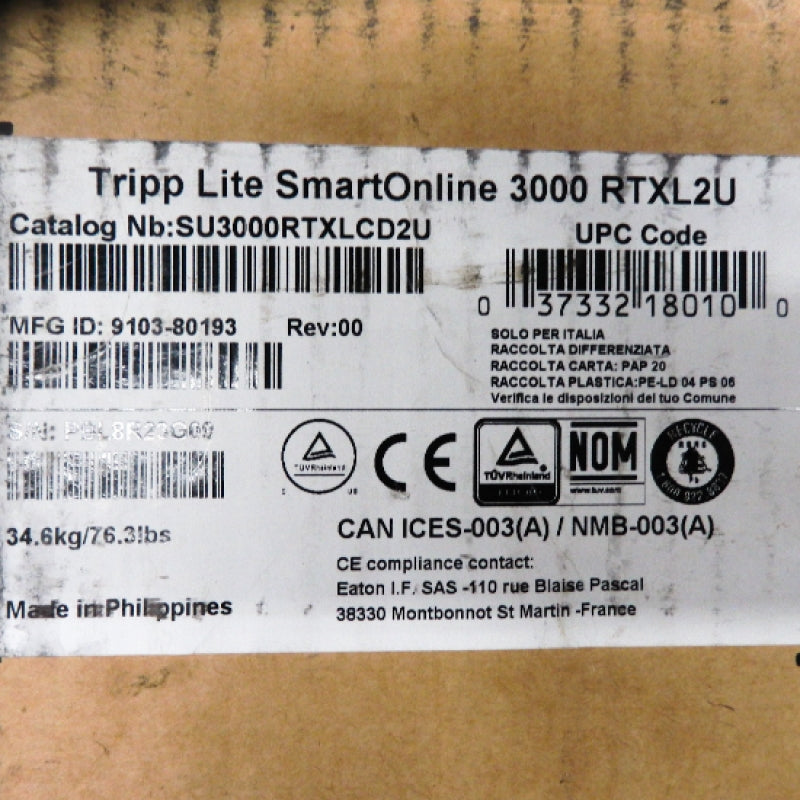 Tripp Lite SU3000RTXLCD2U 3000VA 2700W NEMA L5-30P Double Conversion UPS