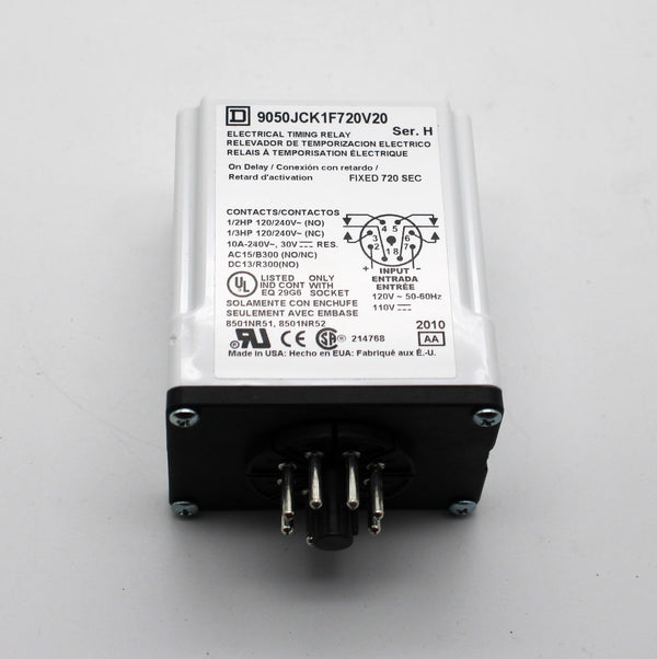 Square D 9050JCK1F720V20 Type 9050 DPDT Time Delay Relay