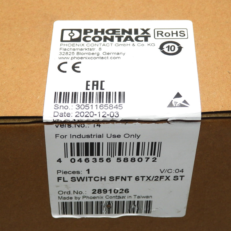 Phoenix Contact 2891026 FL SWITCH SFNT 6TX/2FX ST Industrial Ethernet Switch