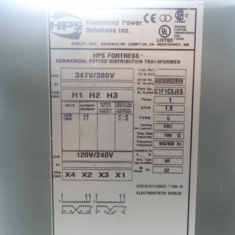 Hammond C1F1C5JES Fortress Distribution Transformer