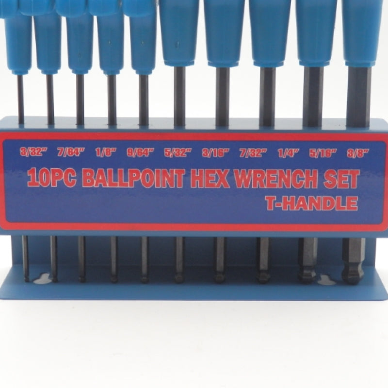 RS Pro WD3112 10PC Long Arm T-Handle Imperial Ballpoint Hex Wrench Set