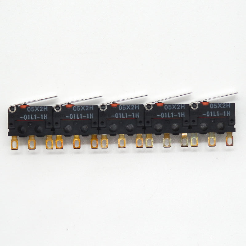 5 Pack of Omron D2FD-01L1-1H Solder Hinge Lever 0.1A SPDT Snap Action Switches