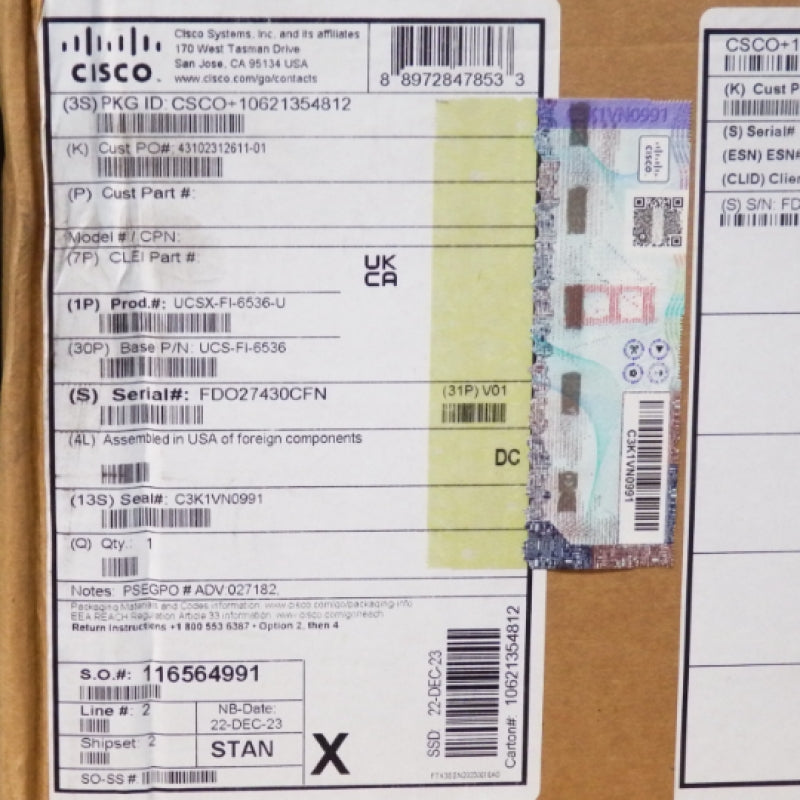 Fi 6536 Rear Cisco UCSX-FI-6536-U USC Standalone 6536 Fabric Interconnect Switch ...