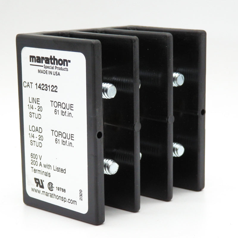 Marathon 1423122 142 Series 3-Pole 200A Power Terminal Block