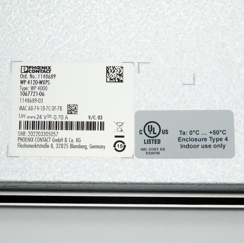 Phoenix Contact 1148689 WP 4120-WXPS 12.1" TFT LCD Display Module