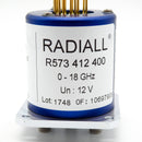 Radiall R573412400 12VDC 18GHz SP4T Solder Pin Coaxial Switch