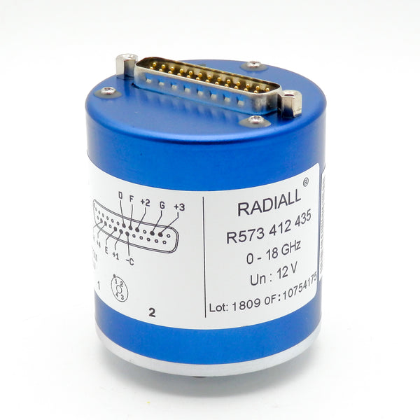 Radiall R573412435 12VDC 18GHz SP4T 4-Postion Coaxial Switch