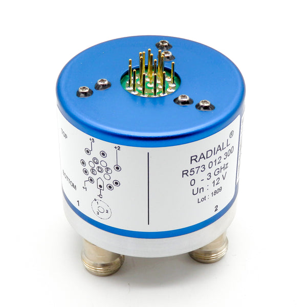 Radiall R573012300 12VDC 3GHz SP3T Solder Pin Coaxial Switch